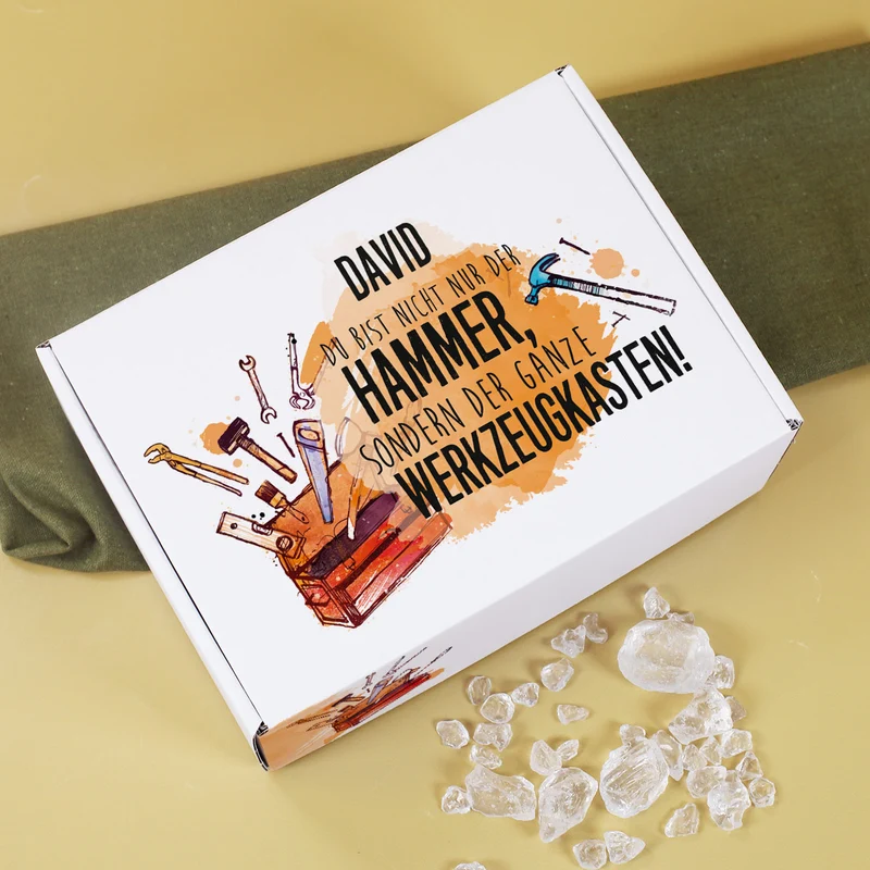 Geschenkset personalisert für Männer mit Glenfiddich, Whiskyglas, Lindorkugeln & passender Verpackung