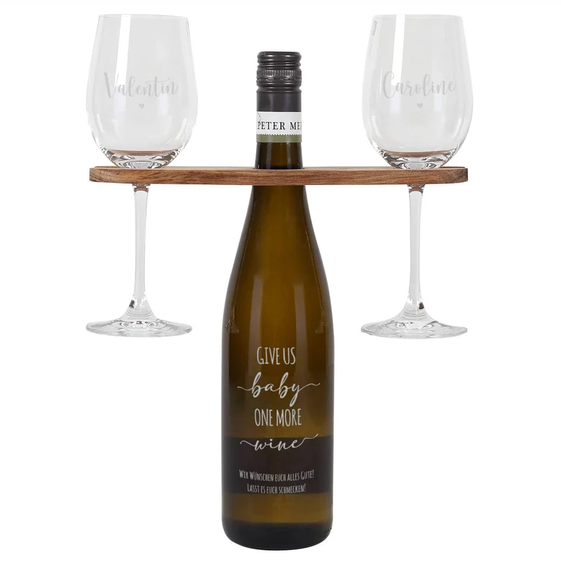 Give us Baby one more wine - personalisiertes Weinset mit Gravur