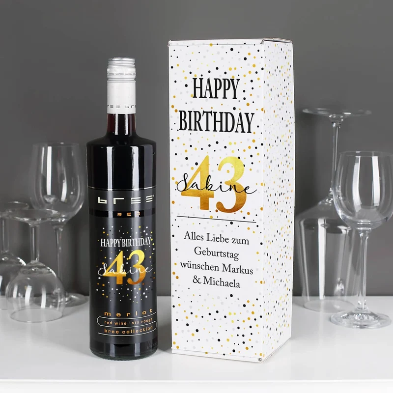 Weinverpackung mit BREE Weinflasche zum Geburtstag - mit persönlichem Aufdruck
