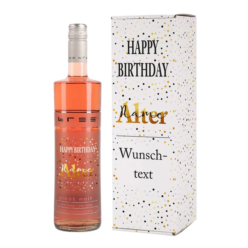 Weinverpackung mit BREE Weinflasche zum Geburtstag - mit persönlichem Aufdruck