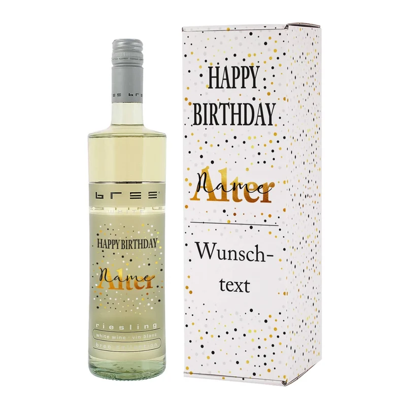 Weinverpackung mit BREE Weinflasche zum Geburtstag - mit persönlichem Aufdruck