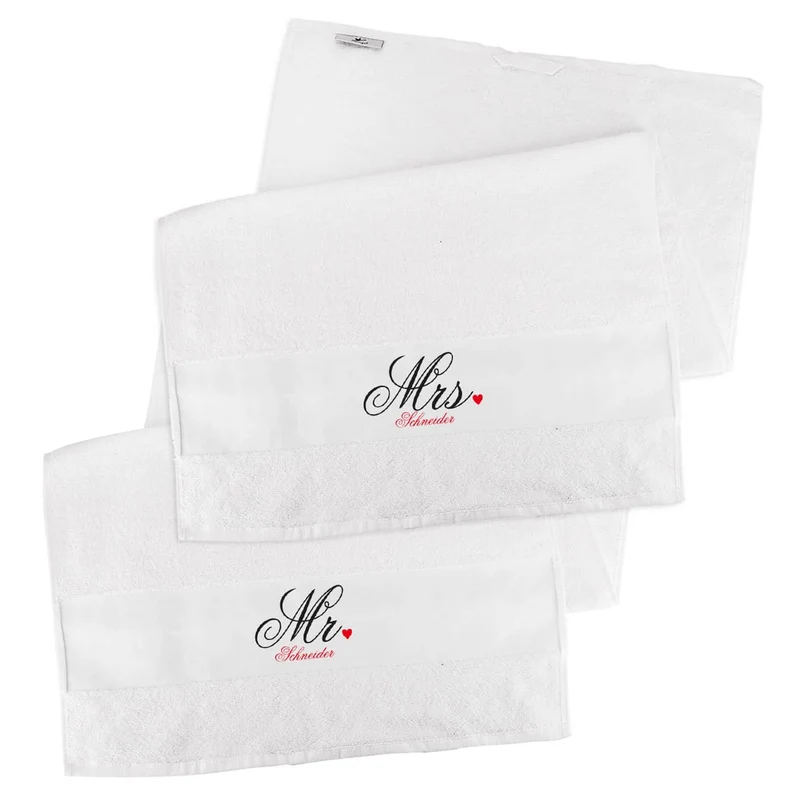 Mr und Mrs Handtuch - Set für Paare mit Name