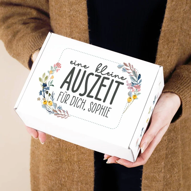 Auszeit Geschenkset mit Teeglas, Tee und Badebombe