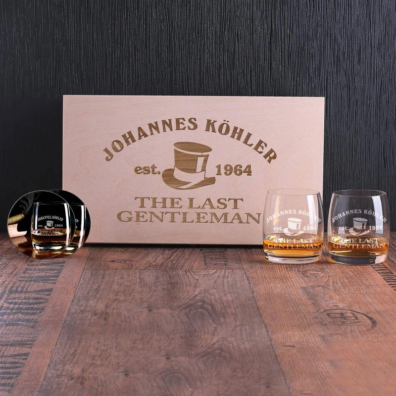 Whiskyglas Set mit Untersetzern in Geschenkbox