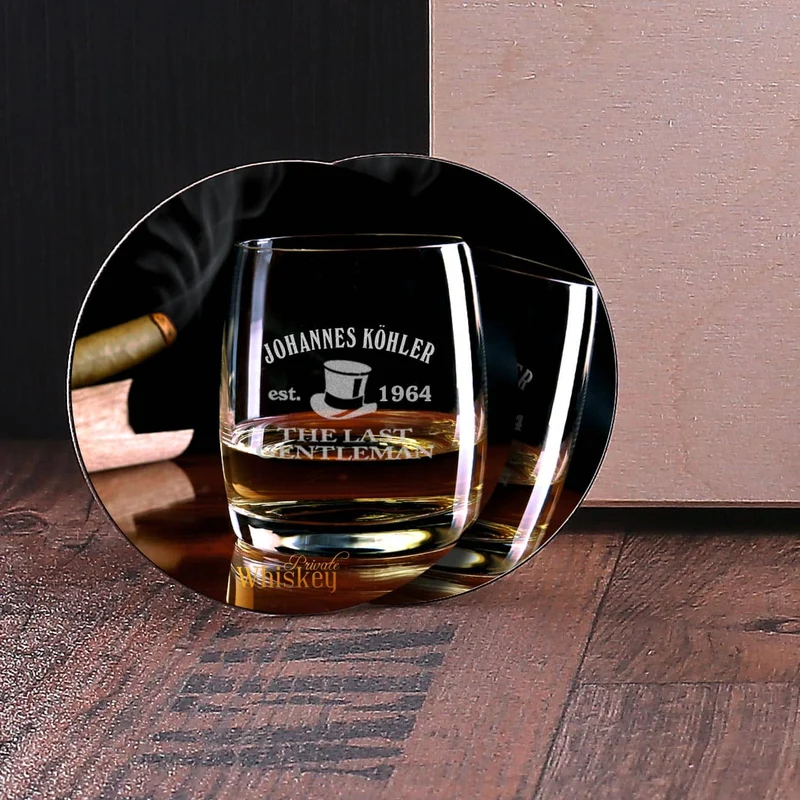 Whiskyglas Set mit Untersetzern in Geschenkbox