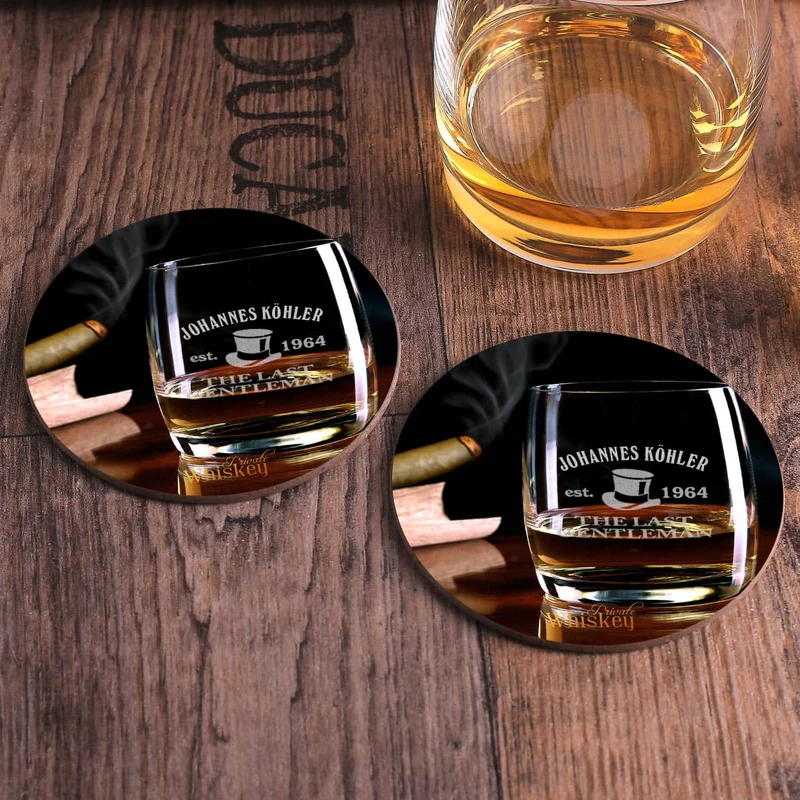 Whiskyglas Set mit Untersetzern in Geschenkbox