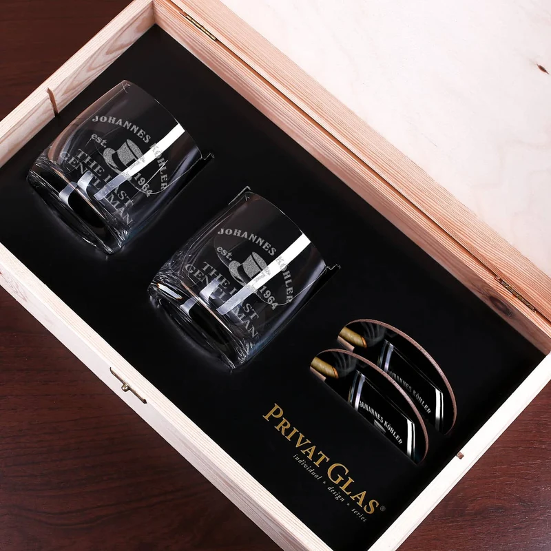 Whiskyglas Set mit Untersetzern in Geschenkbox