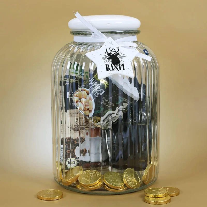 Geschenkset für Männer zu Weihnachten - Espresso, Schokolade und Nüsse in XL Glasdose
