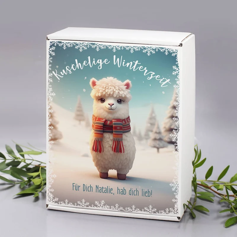 Kuschelige Winterzeit - Persönliches Geschenkset mit Tee, Duftkerze und Tasse