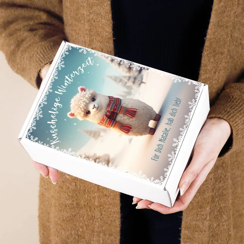 Kuschelige Winterzeit - Persönliches Geschenkset mit Tee, Duftkerze und Tasse