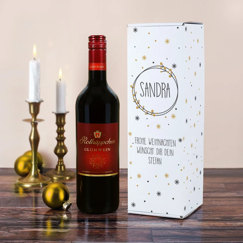 Glühwein mit persönlicher Flaschenverpackung