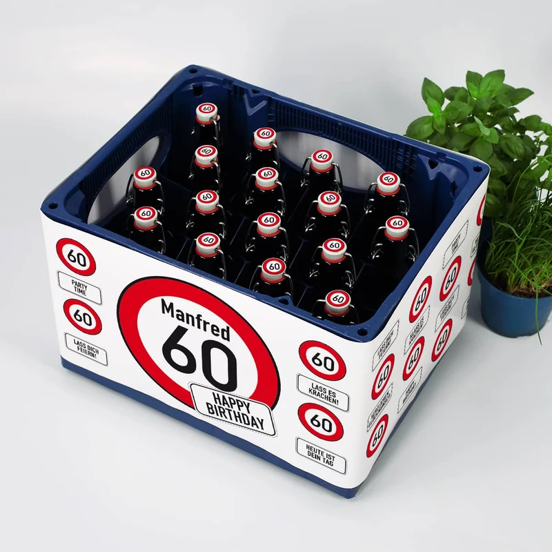 Geburtstagsbier Bierkasten-Banderole mit Verkehrszeichen zum Geburtstag