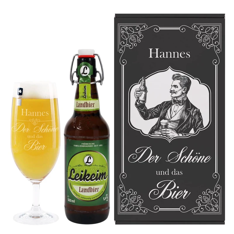 Der Schöne und das Bier - Geschenkset für Männer | Biersorte wählbar