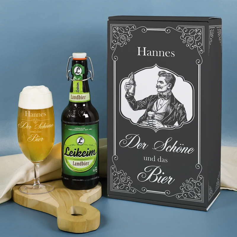 Der Schöne und das Bier - Geschenkset für Männer | Biersorte wählbar
