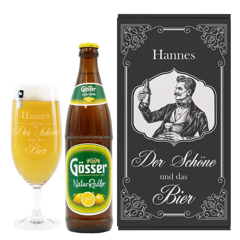 Der Schöne und das Bier - Geschenkset für Männer | Biersorte wählbar