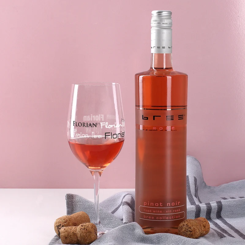 Wein-Set mit bedrucktem Glas in edler Holzverpackung