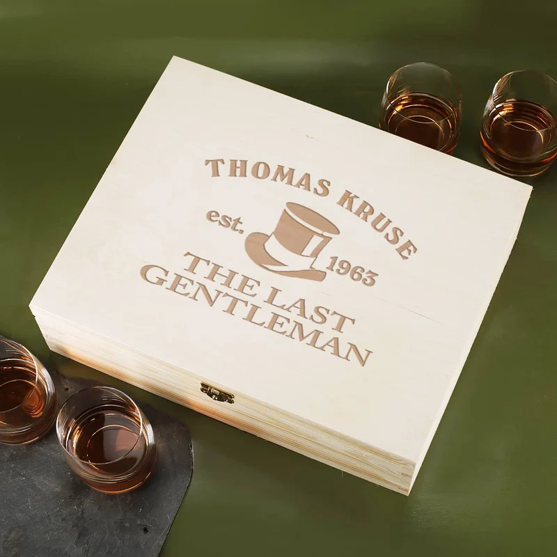 Whiskybox mit 4 Gläsern, Untersetzern und Jack Daniels Whiskey