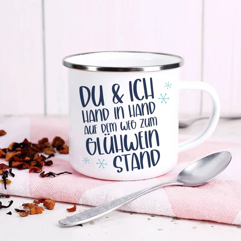 Hand in Hand zum Glühweinstand - Geschenkset zu Weihnachten mit Glühwein, Tassen und Box