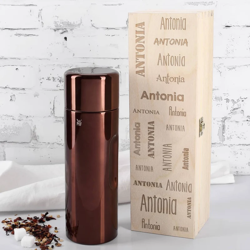 WMF Thermosflasche in 3 Farben mit persönlicher Holzbox