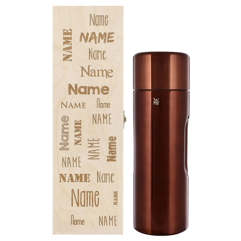 WMF Thermosflasche in 3 Farben mit persönlicher Holzbox