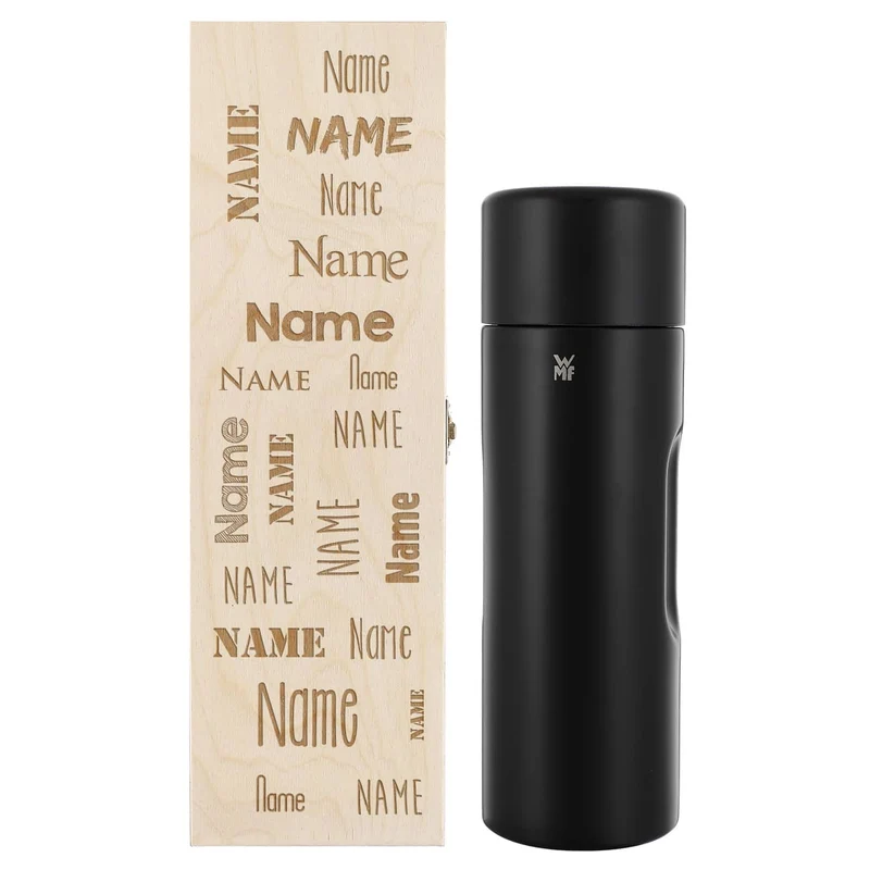 WMF Thermosflasche in 3 Farben mit persönlicher Holzbox