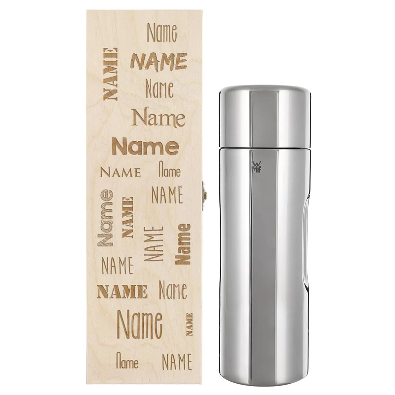 WMF Thermosflasche in 3 Farben mit persönlicher Holzbox