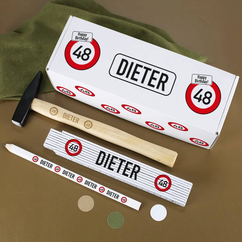 Handwerker Set mit Verkehrszeichen-Motiv zum Geburtstag