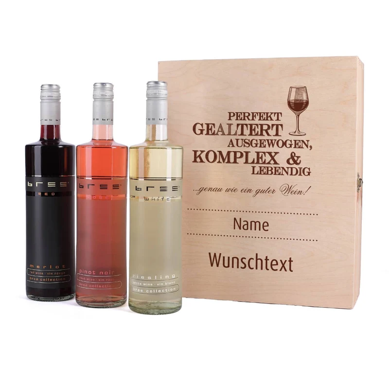 Persönliches Geschenkset für Weinkenner in edler Holzbox