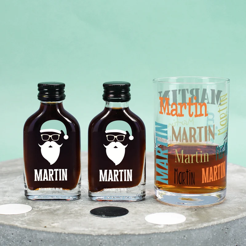 Schnaps Geschenkset für Männer zu Weihnachten mit Glas, Kräuterschnaps und Box