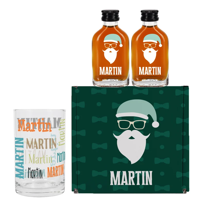 Schnaps Geschenkset für Männer zu Weihnachten mit Glas, Kräuterschnaps und Box
