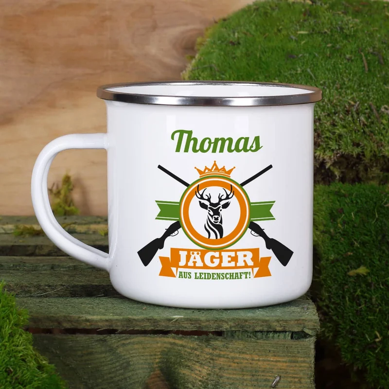 Geschenkset für Jäger aus Leidenschaft in Munitionsbox mit Tasse, Messerbrett und LED-Laterne