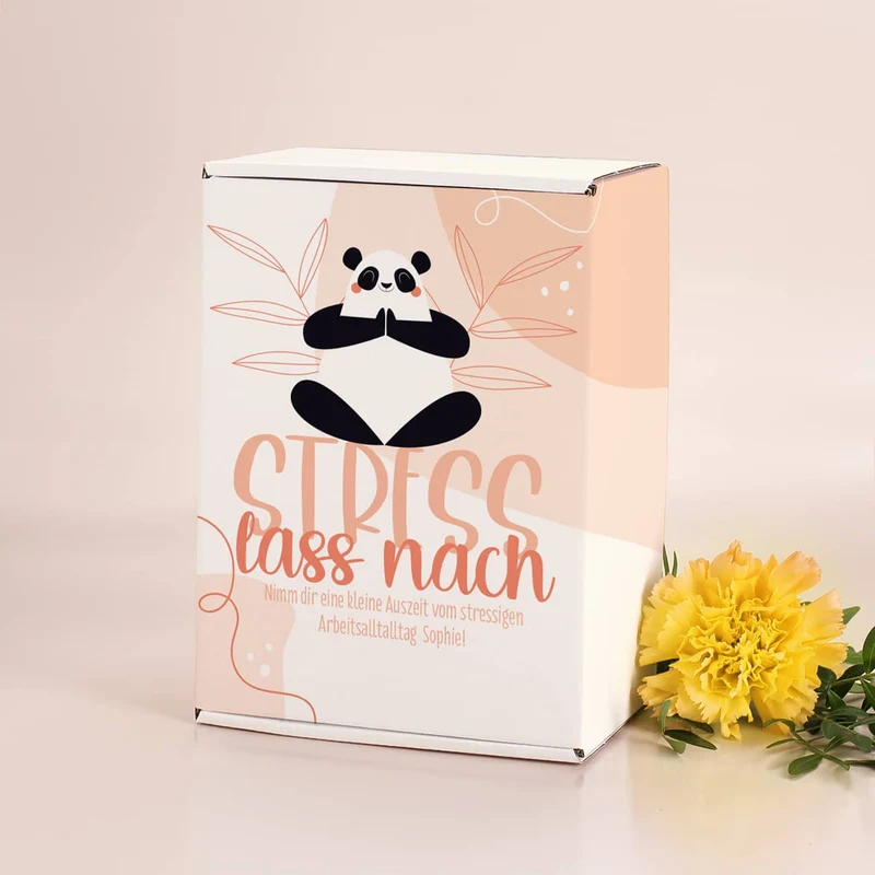 Stress lass nach! - Geschenkset mit Tee, Tasse und Duftkerze