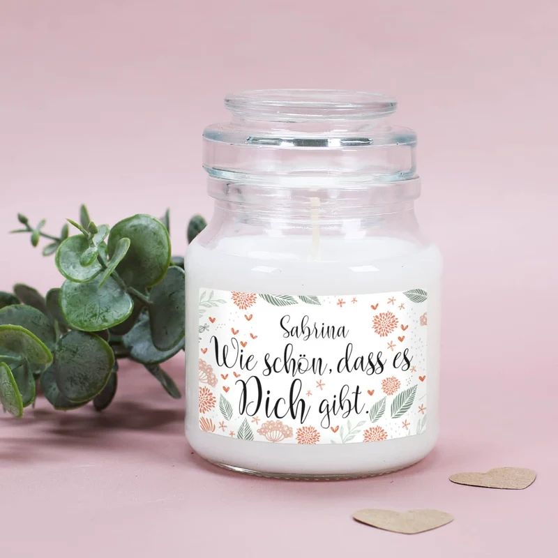 Wie schön, dass es Dich gibt. - Geschenkset mit Wein und Duftkerze
