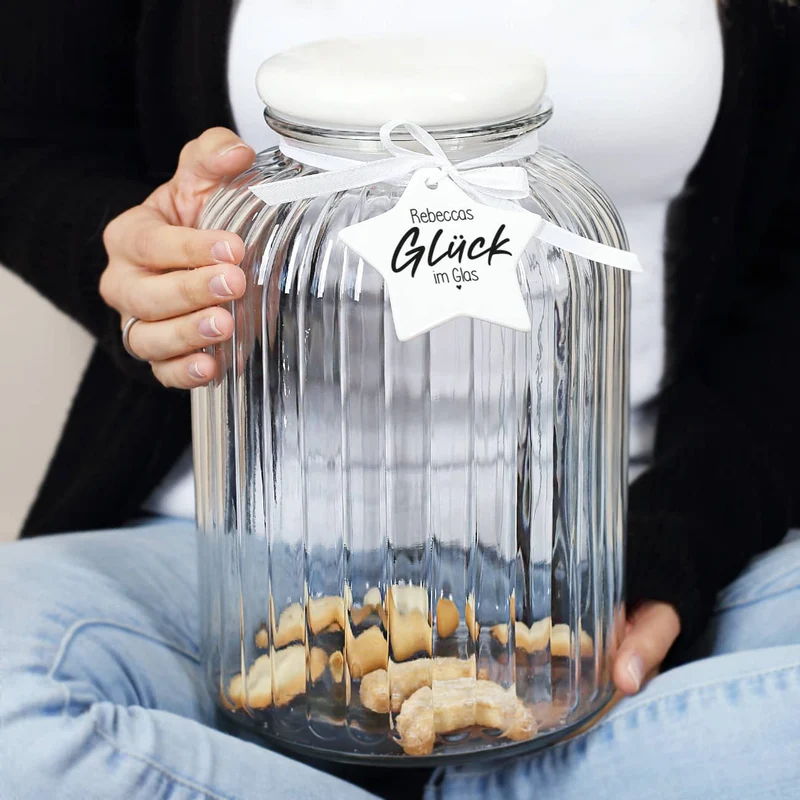 XXL Keksglas "Glück im Glas" mit Ihrem Wunschnamen