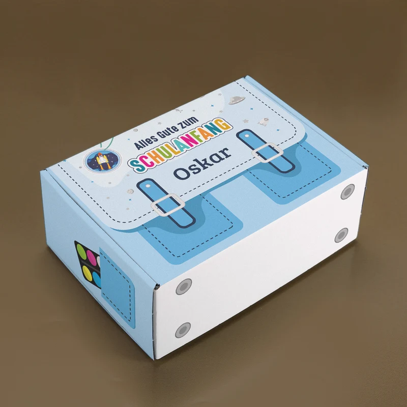 Geschenkset zur Einschulung mit Raumschiff-Motiv und Name