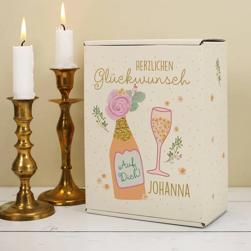Herzlichen Glückwunsch - Geschenkset mit Sekt und Lindor Kugeln in bedruckter Box