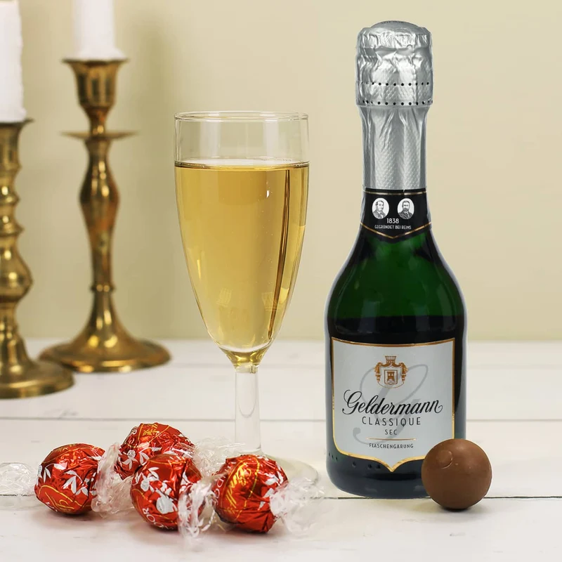 Herzlichen Glückwunsch - Geschenkset mit Sekt und Lindor Kugeln in bedruckter Box