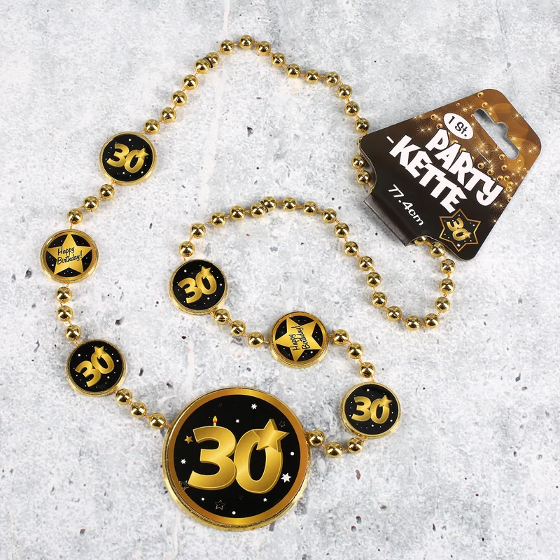 Party-Kette Star in Gold und Schwarz zum 30. Geburtstag