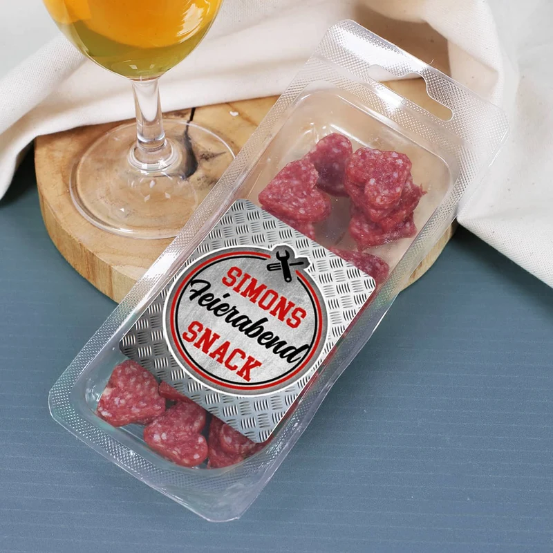 Bier-Geschenkset für Feierabendbier, Garagenbier und mehr, mit graviertem Glas & Snack