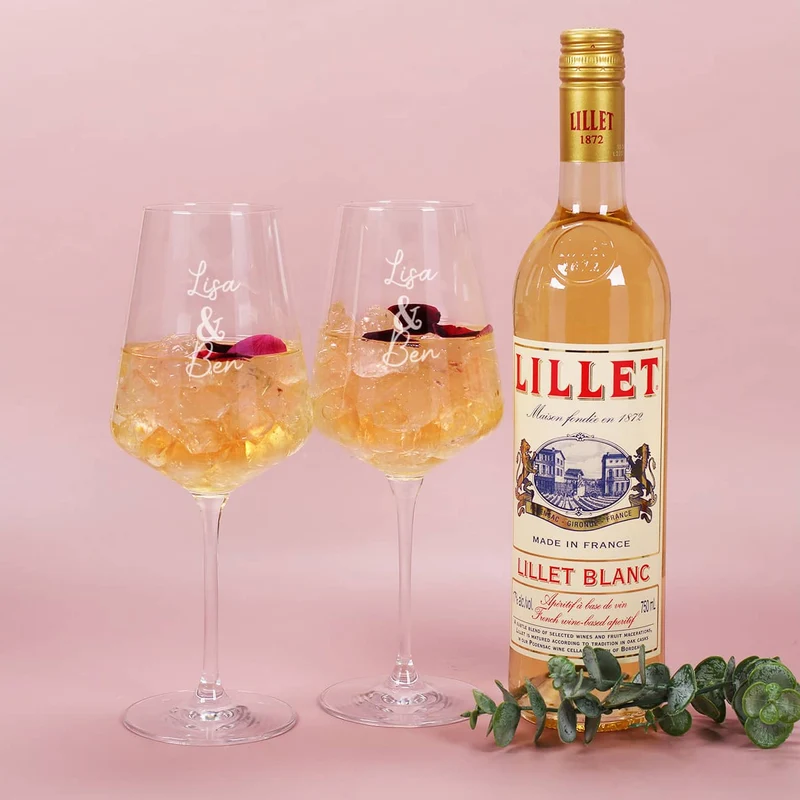 Lillet Geschenkset zur Hochzeit mit Wildblumen und Ihren Wunschangaben gestaltet