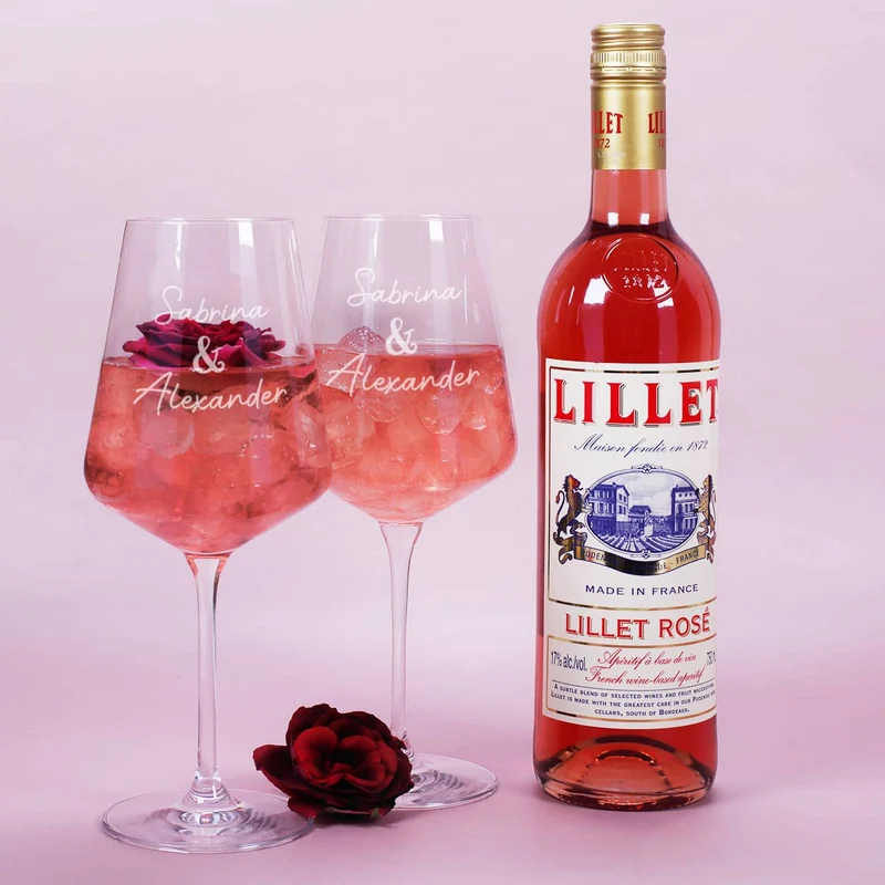 Lillet Geschenkset zur Hochzeit mit Wildblumen und Ihren Wunschangaben gestaltet