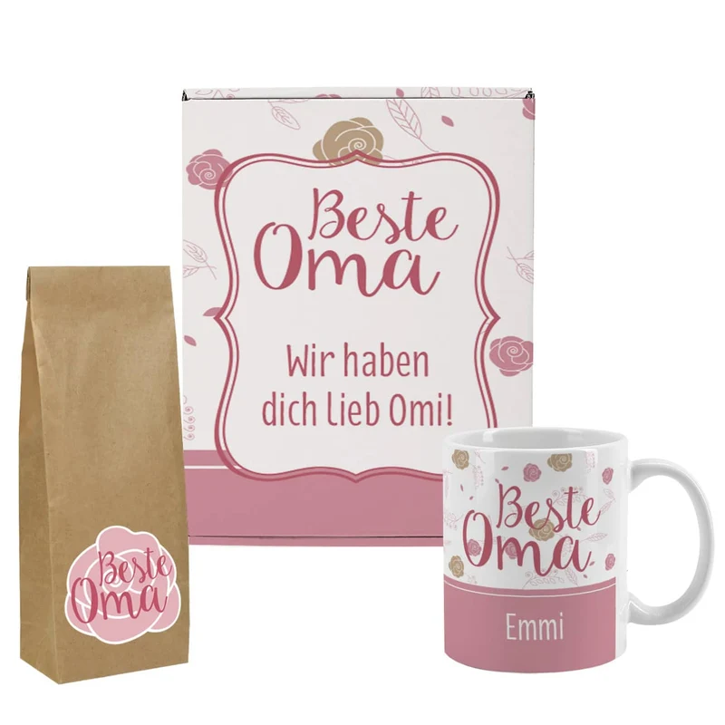Beste Oma - Tasse und Tee in persönlicher Geschenkverpackung