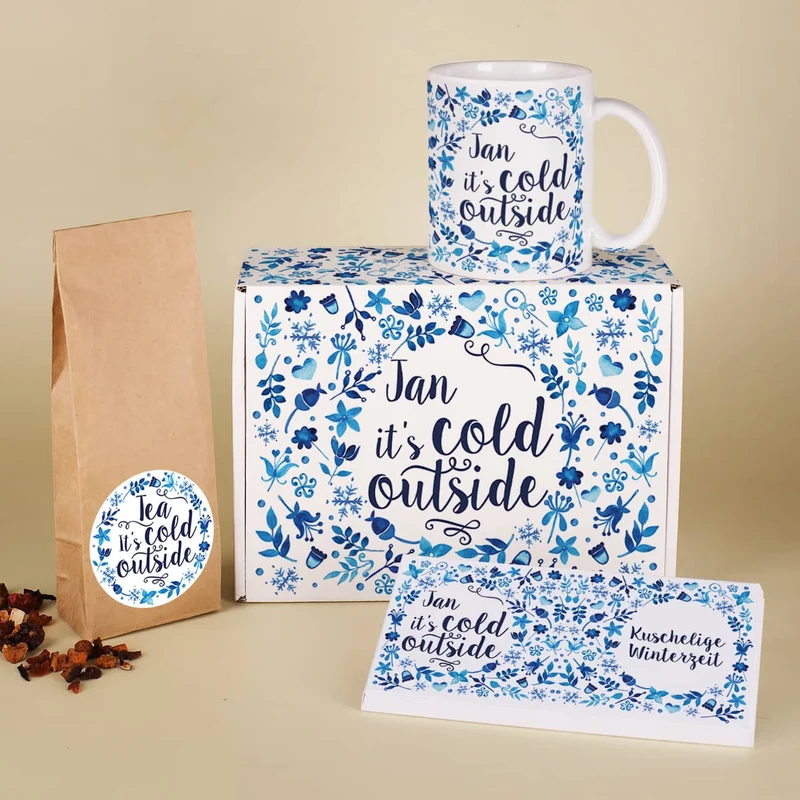 Tee Set - it’s cold outside - mit Schokolade, Tasse und Geschenkkarton