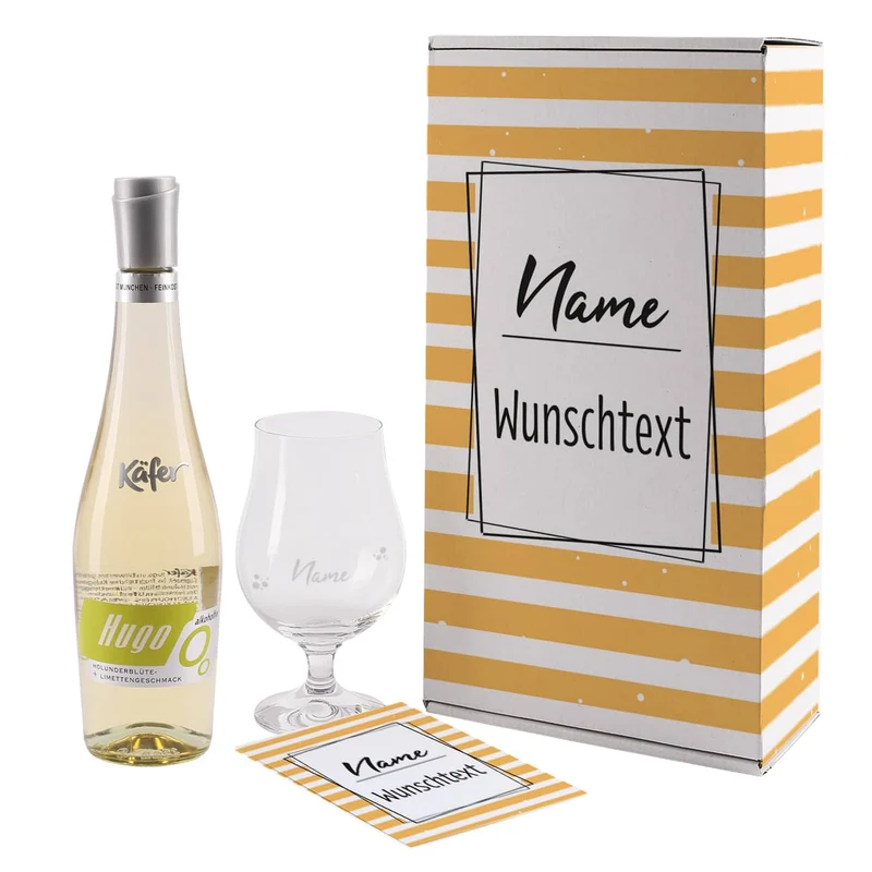 Alkoholfreier Cocktail im Set mit Box, graviertem Glas und Postkarte