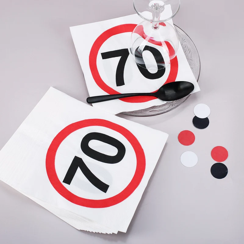 Servietten Verkehrszeichen zum 70. Geburtstag