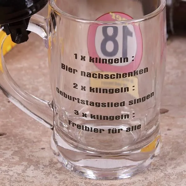 Bierseidel mit Klingel zum 18.