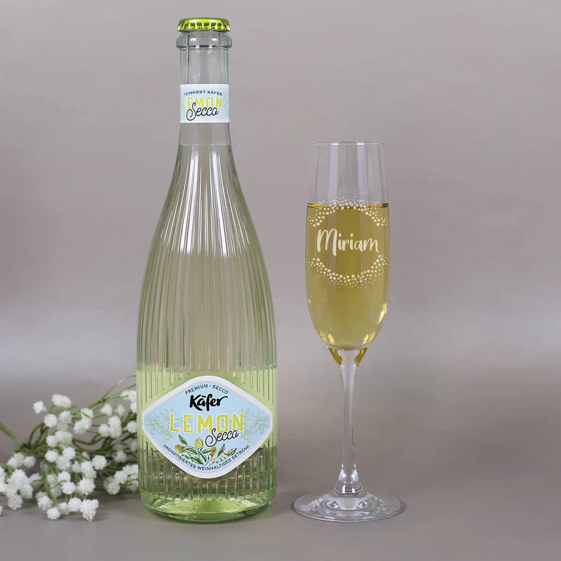Von Herzen alles Gute - Geschenkset zum Geburtstag mit Sektglas und Secco