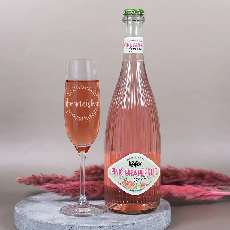 Von Herzen alles Gute - Geschenkset zum Geburtstag mit Sektglas und Secco