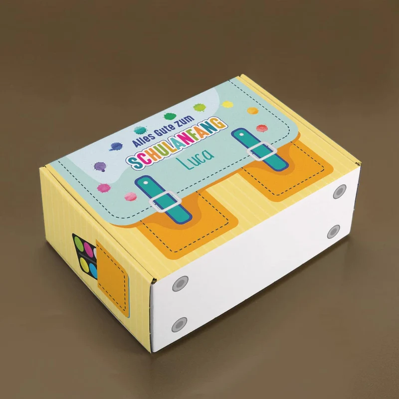 Buntes Geschenkset zur Einschulung mit Trinkflasche, Geldbörse & Schlüsselband