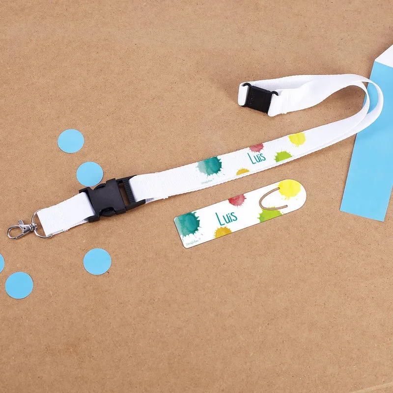 Geschenkset zur Einschulung mit buntem Motiv und Namensaufdruck